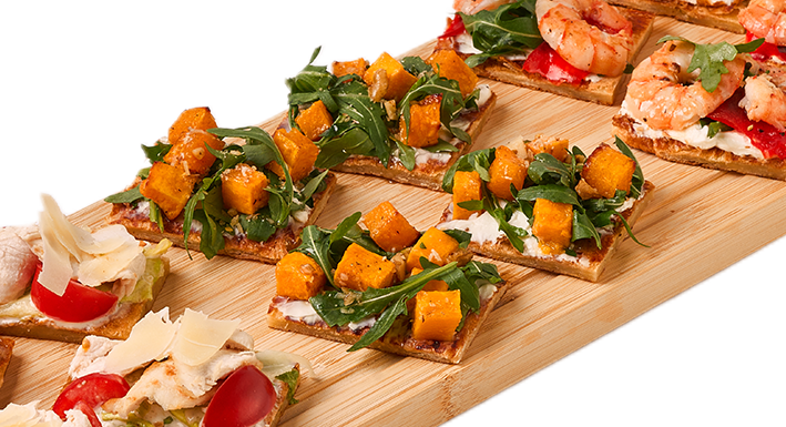 Брускетты на круассане "Тыква", "Креветка" и "Цезарь»