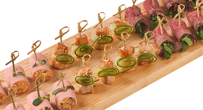 Канапе "Ростбиф", "Курица терияки", "Ветчина с сыром"